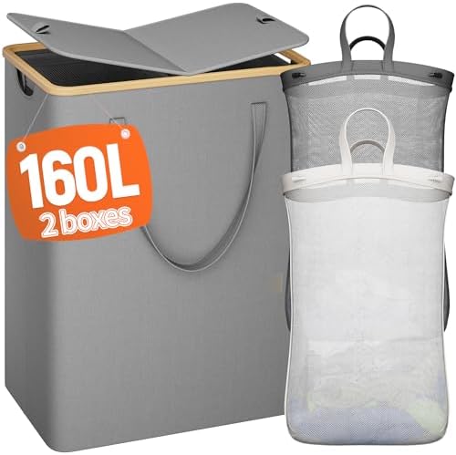 160L laundry hamper — gray