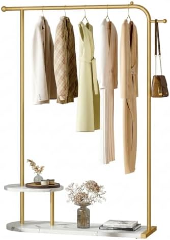 Clothes rack — 2 shelves — gold