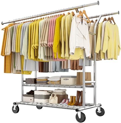 Clothes rack — 630 lbs, 2 rods — chrome