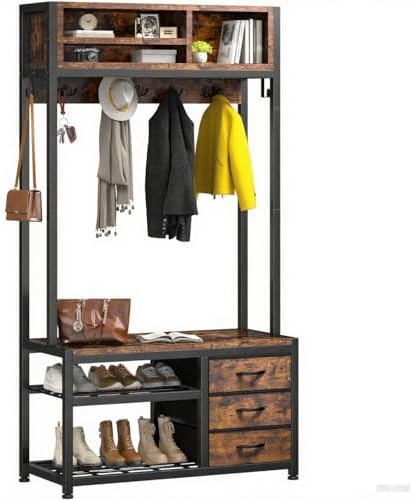 Clothes rack — 630 lbs, 2 rods — rustic brown