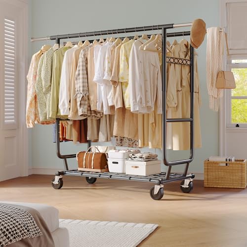Clothes rack — 650 lbs, 2 rods — black