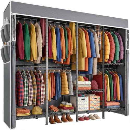 Clothes rack with cover — 1100 lbs — black