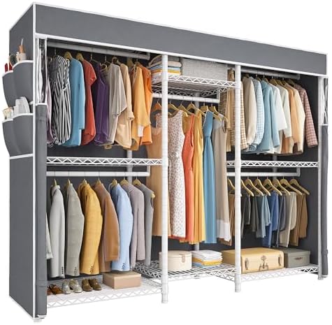 Clothes rack with cover — 900 lbs — white