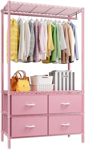 Freestanding closet system — 4 drawers — pink