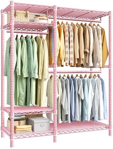 Freestanding closet system — 780 lbs, 3 rods, 6 shelves — pink