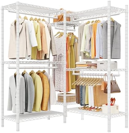 L-shaped portable closet — 900 lbs — white