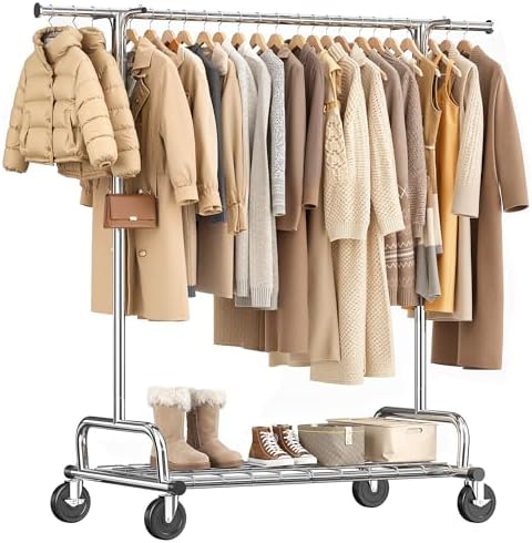 Rolling clothes rack — 450 lbs — chrome