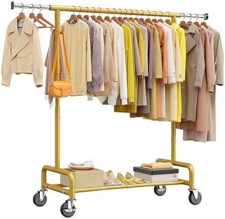 Rolling clothes rack — 450 lbs — gold