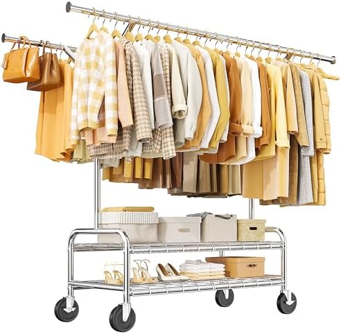 Rolling clothes rack — 500 lbs — chrome