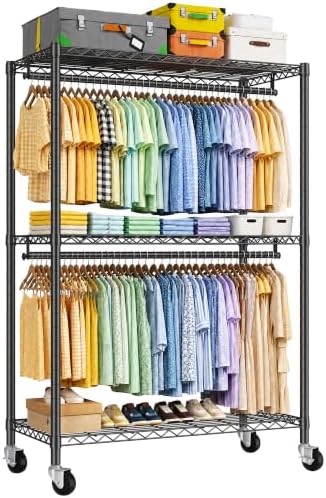Rolling clothes rack — black