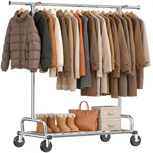Rolling clothes rack — chrome