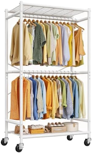 Rolling portable closet — white