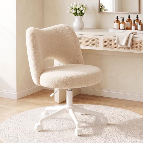 Vanity chair — on casters, 300 lbs — off-white