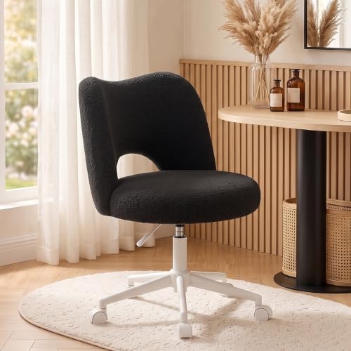 Vanity chair — on casters — black