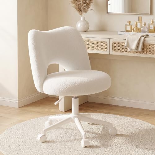 Vanity chair — on casters — white